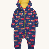 Frugi navy snuggle suit fire engine design