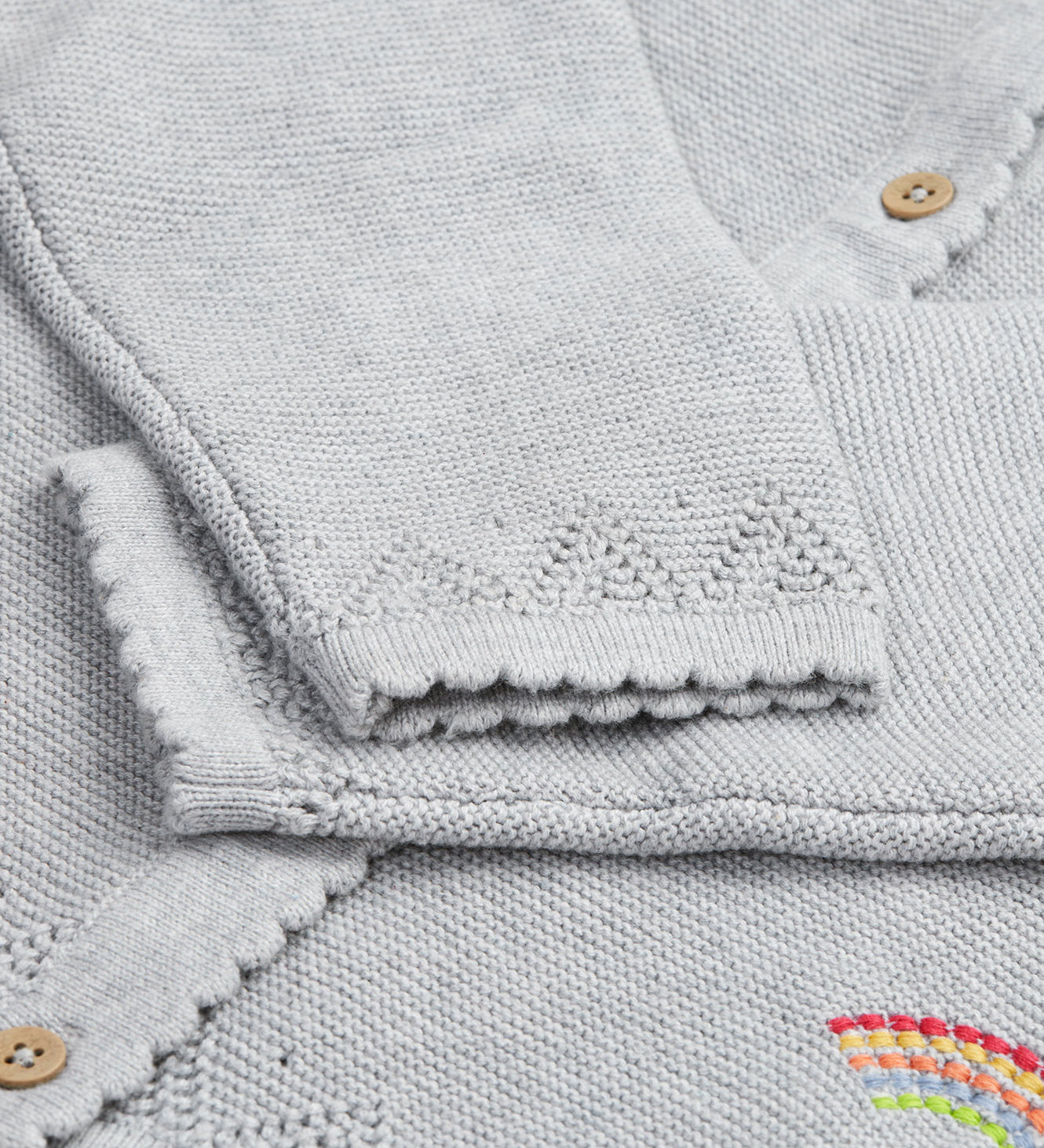 Frugi grey embroidered cardigan flowers cuff detail