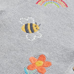 Frugi grey embroidered cardigan flowers print detail