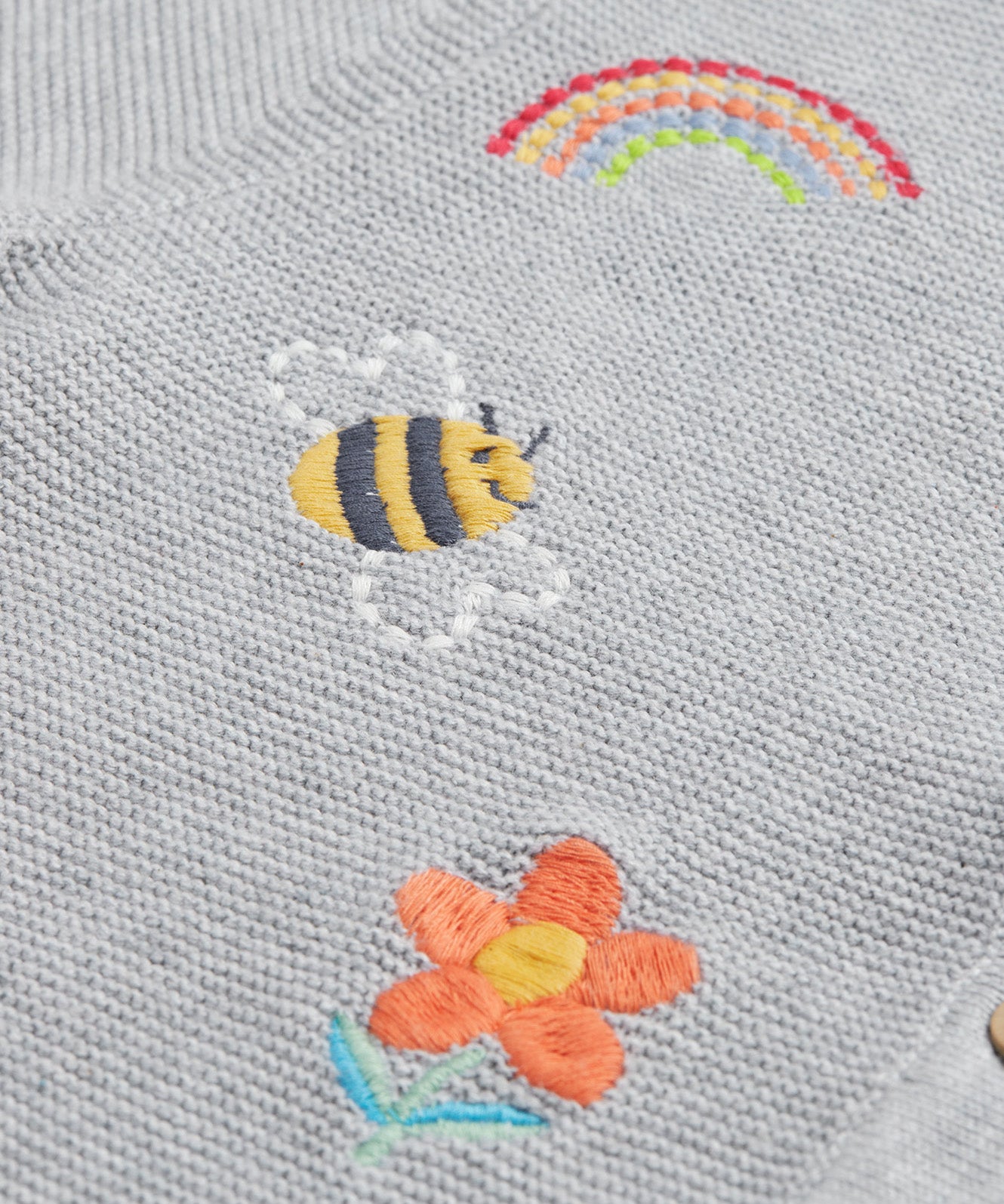 Frugi grey embroidered cardigan flowers print detail