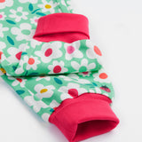 Frugi green parsnip dungarees busy bugs cuff detail