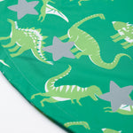 Frugi green rain jacket dino roar hem detail