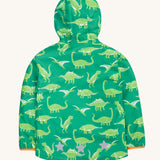 Frugi green rain jacket dino roar back detail