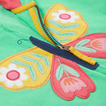 Frugi green hoodie butterfly zip detail