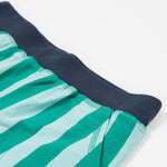 Frugi shorts in green stripes waist detail