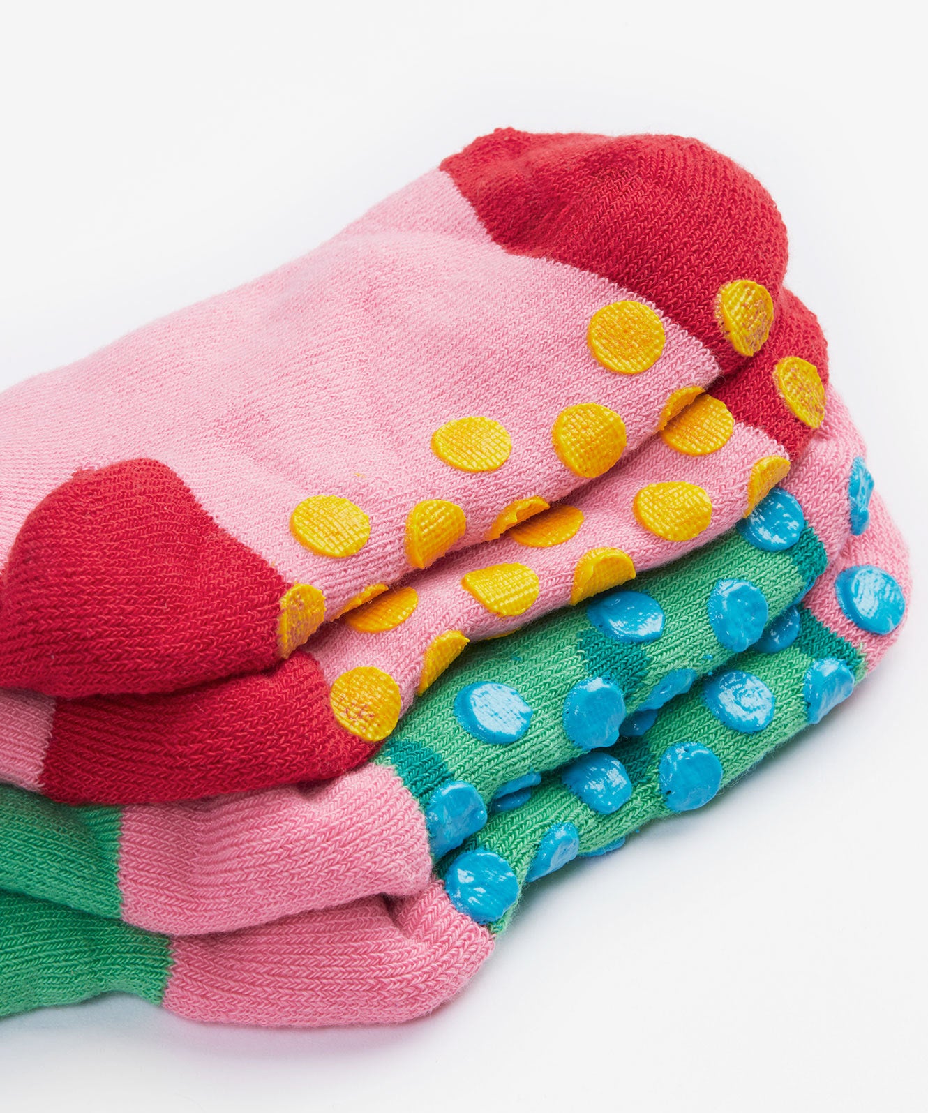 Frugi 2 pack grippy socks strawberry and ladybird sole detail