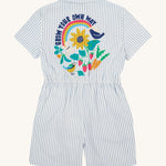 Frugi blue striped jumpsuit grow your own way design back detail