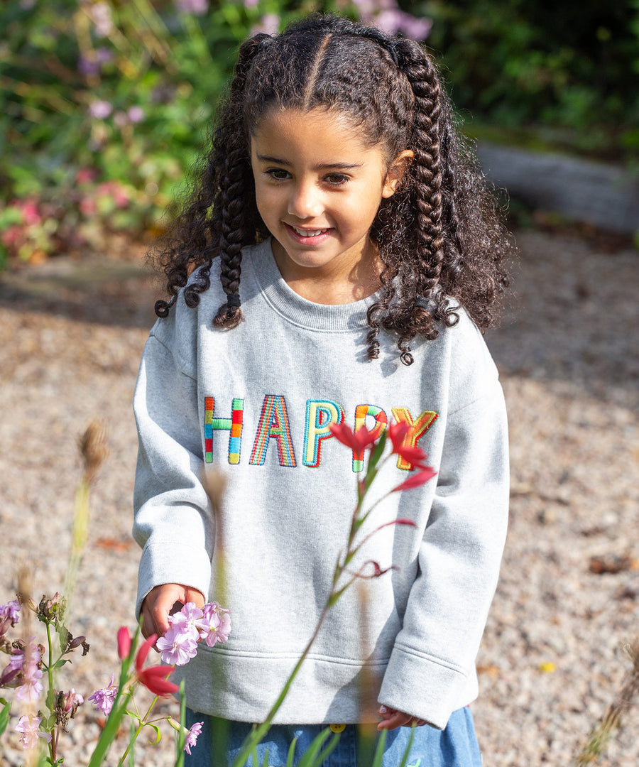 Frugi grey oversized sweater happy design 