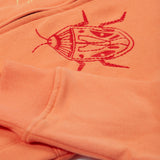 Frugi orange zip hoodie beetles design sleeve detail