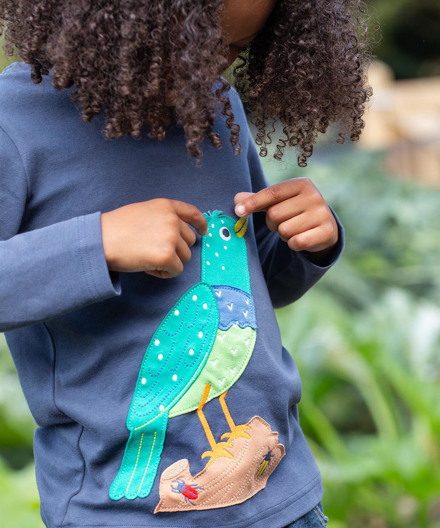 Frugi kids navy hooded top starling design 