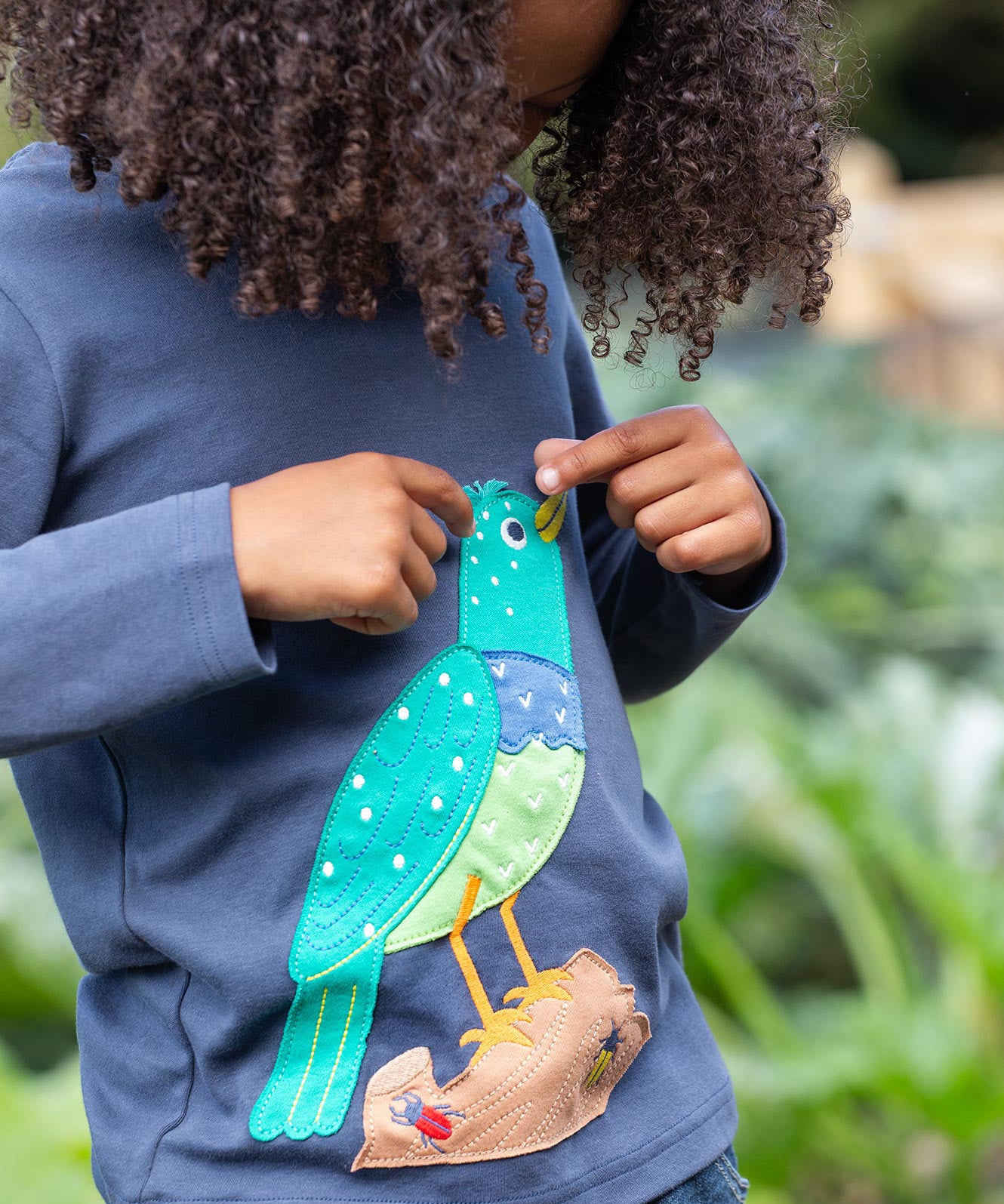 Frugi kids navy hooded top starling design 