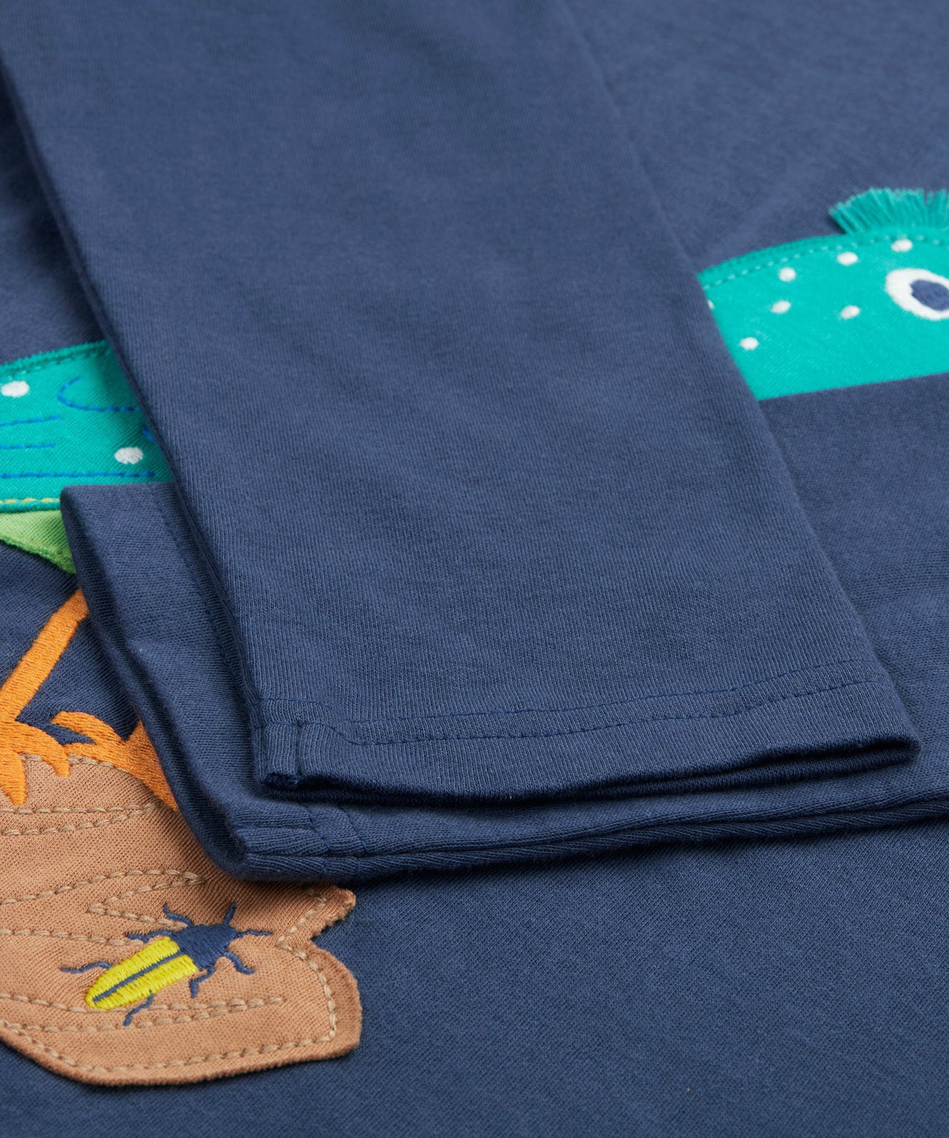 Frugi kids navy hooded top starling design  cuff detail