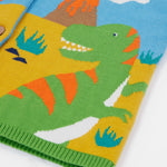 Frugi blue knitted cardigan dino print detail