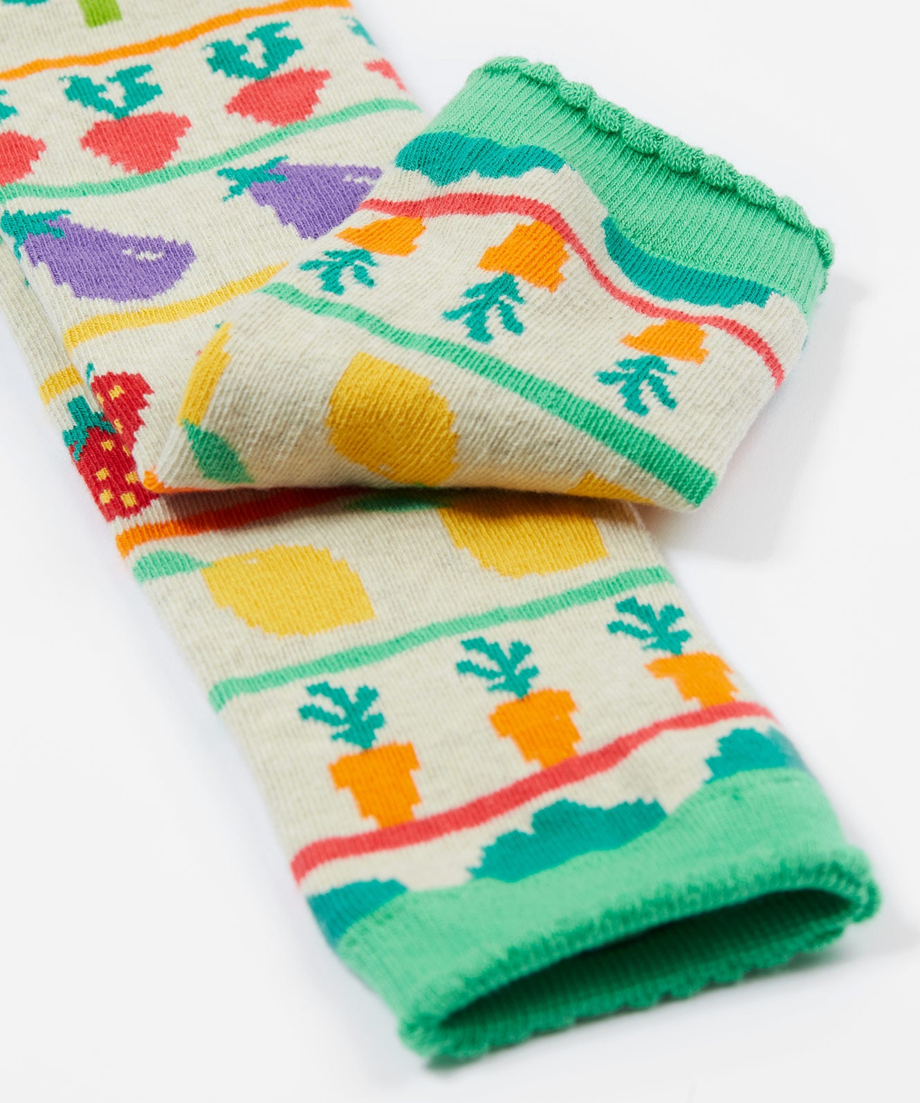 Frugi knitted leggings veg pals cuff detail