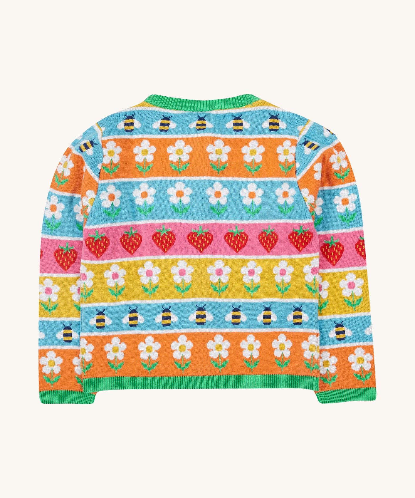 Frugi multicoloured cardigan daisy design back detail