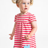 Frugi pink striped dress ladybird and bumblebee design