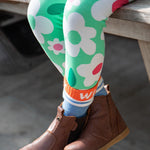 Frugi green leggings daisy design 