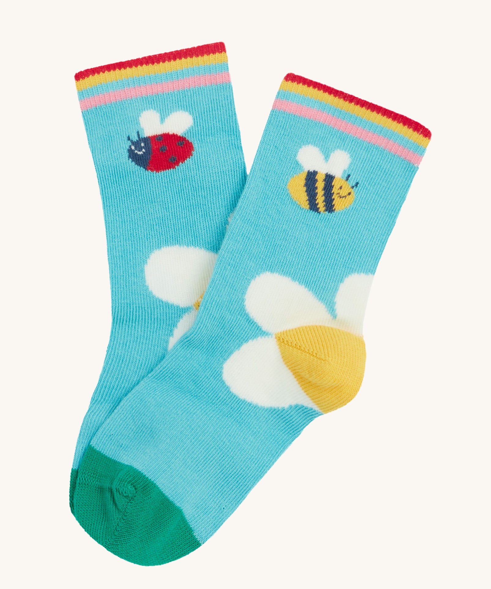 Frugi single little sock daisy design on a cream background