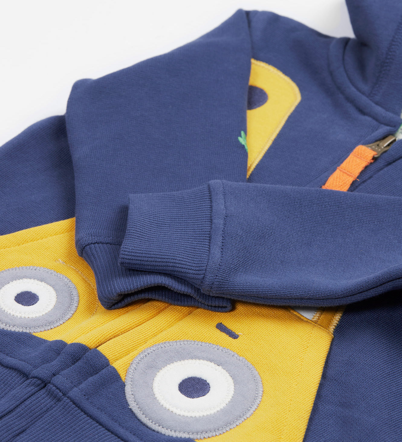 Frugi navy hoodie digger cuff detail