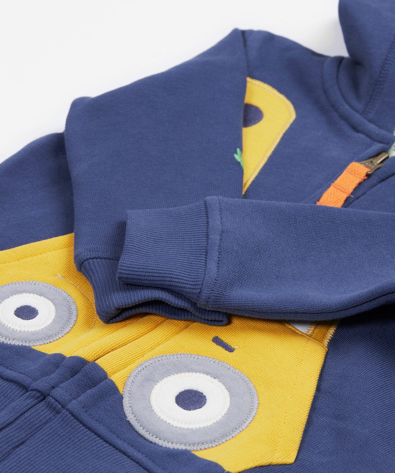 Frugi navy hoodie digger cuff detail