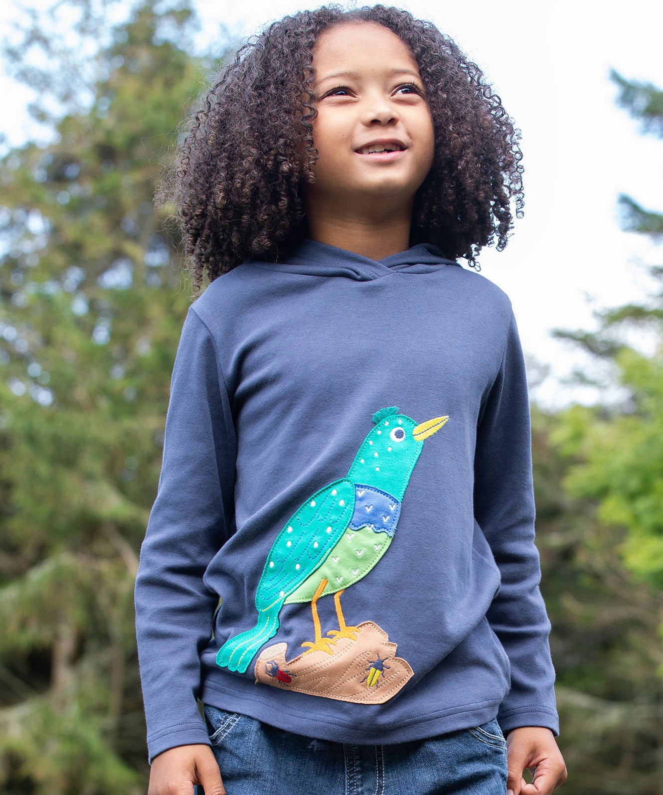 Frugi kids navy hooded top starling design 