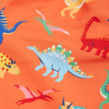 Frugi orange board shorts dino design  print detail