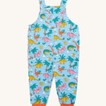 Frugi blue parsnip dungarees dinoland design 