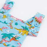 Frugi blue parsnip dungarees dinoland straps detail