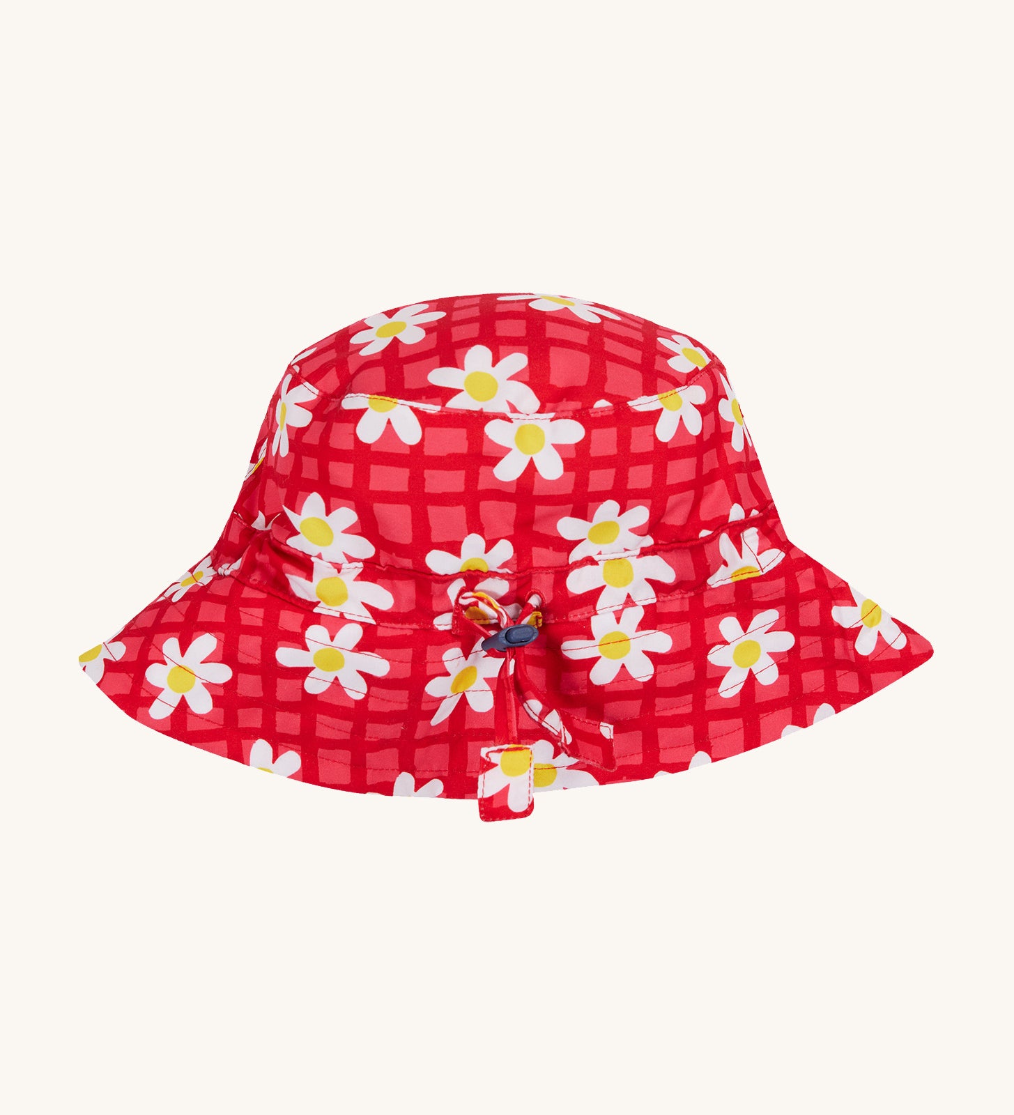 Frugi pink swim hat daisy chain design on a cream background.