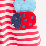 Frugi pink striped dress ladybird print detail