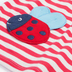 Frugi pink striped dress ladybird print detail