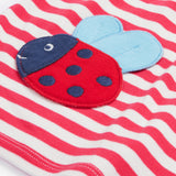 Frugi pink striped dress ladybird print detail