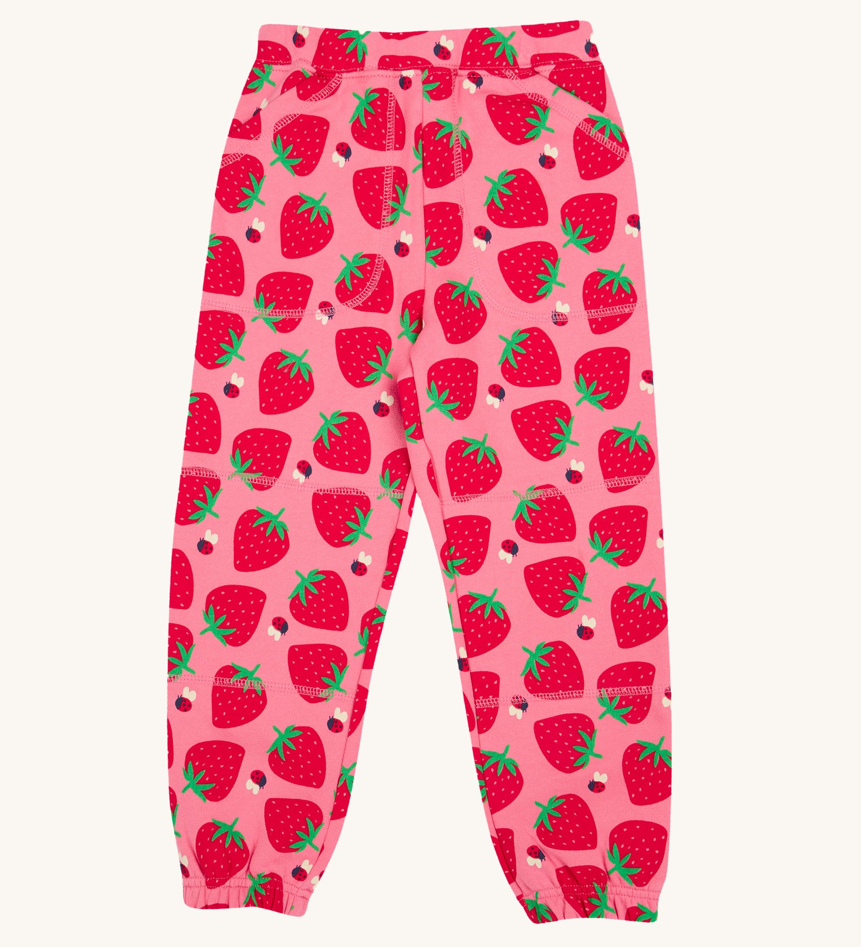 Frugi pink joggers strawberry pals design