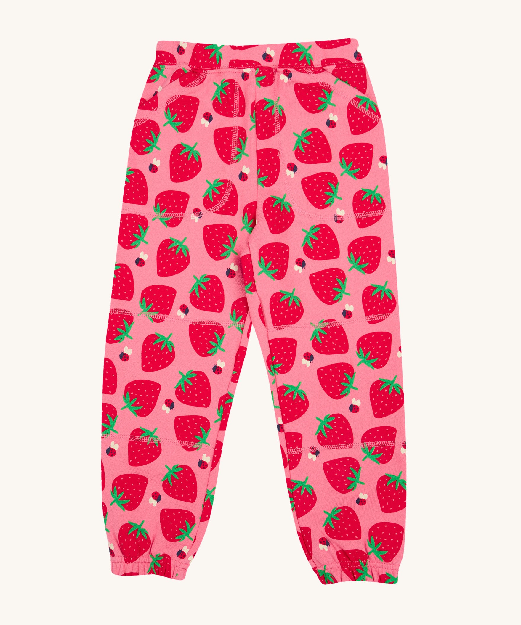 Frugi pink joggers strawberry pals design