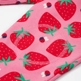 Frugi pink snuggle crawlers strawberry pals knee patch detail