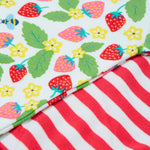 Frugi pink stripe body 2 pack strawberry field design print detail