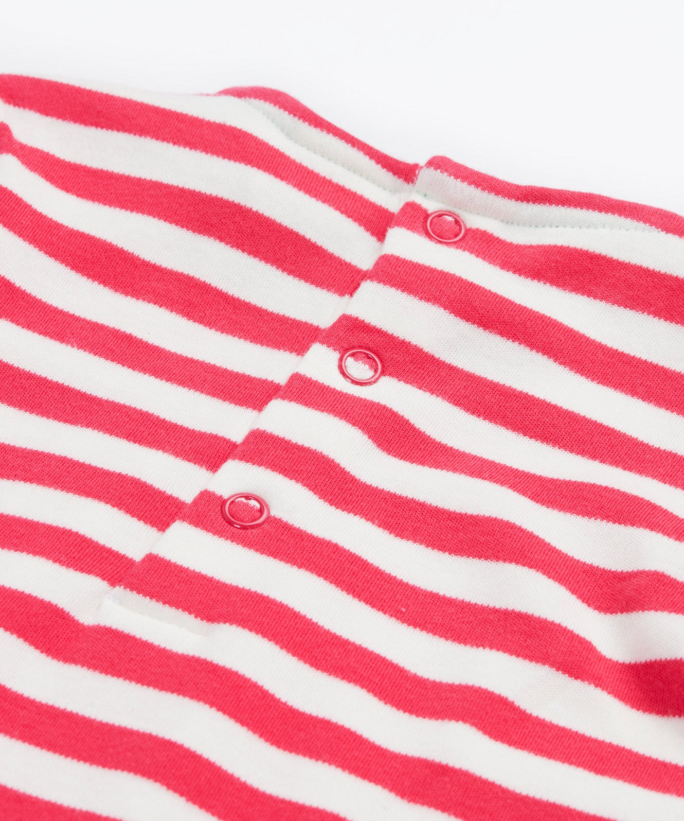 Frugi pink striped dress back neck detail