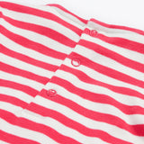 Frugi pink striped dress back neck detail