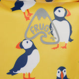 Frugi yellow dry bag puffin design print detail