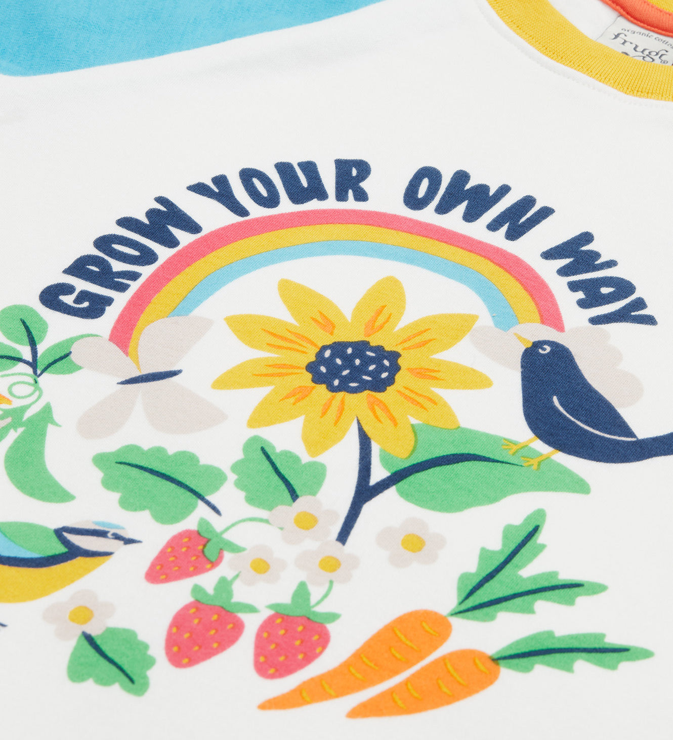 Frugi raglan long sleeve top grow your own way design details