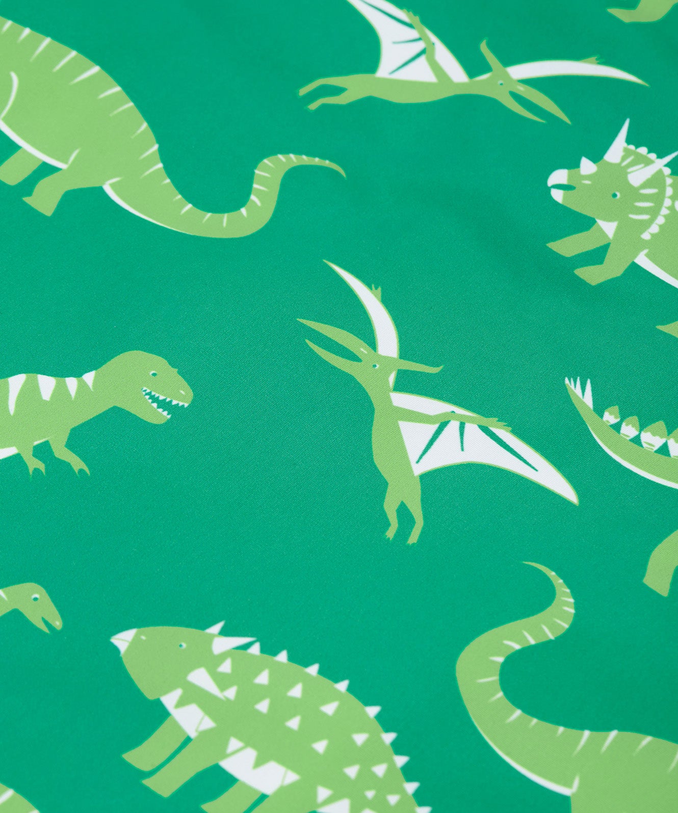 Frugi green rain jacket dino roar print detail