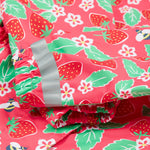 Frugi pink all in one suit strawberry arm cuff detail