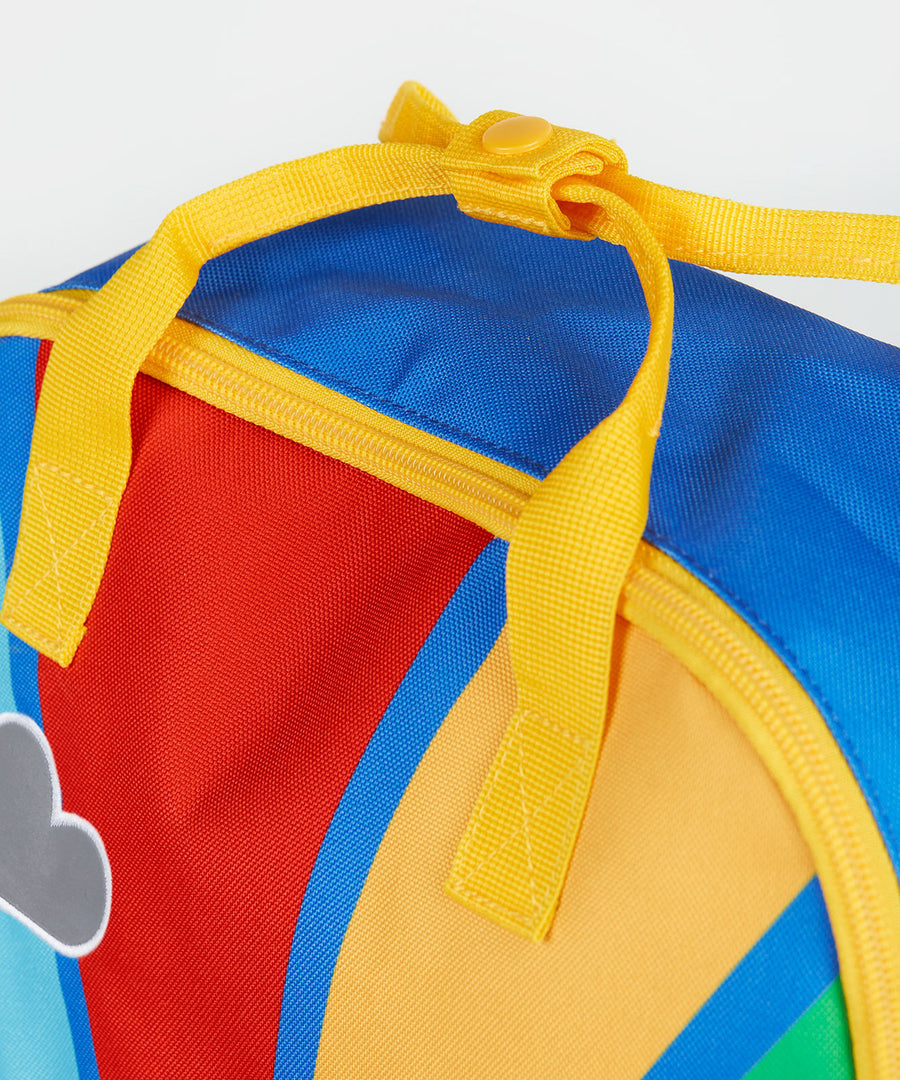 Frugi backpack rainbow sun handle detail