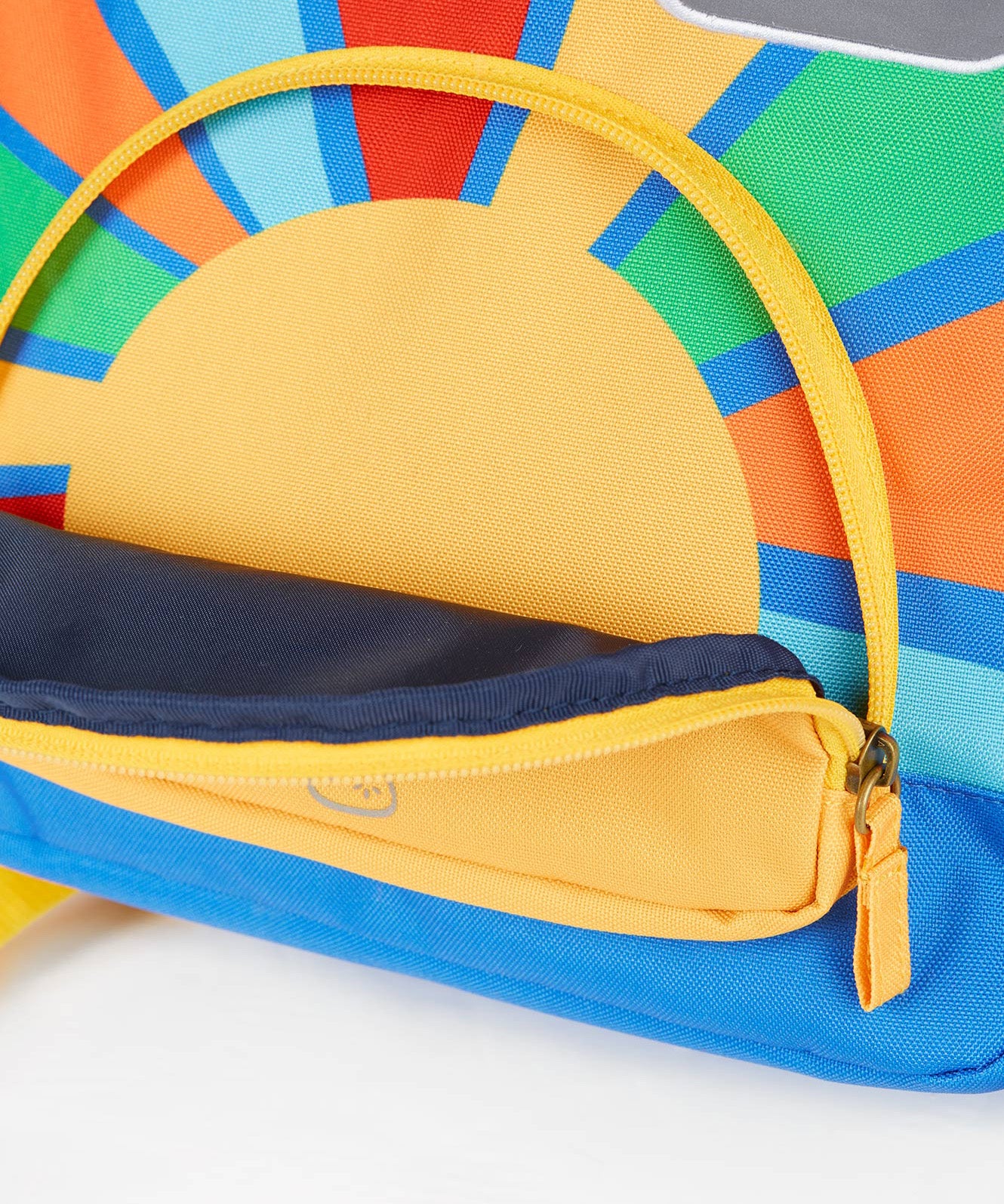 Frugi backpack rainbow sun pocket detail