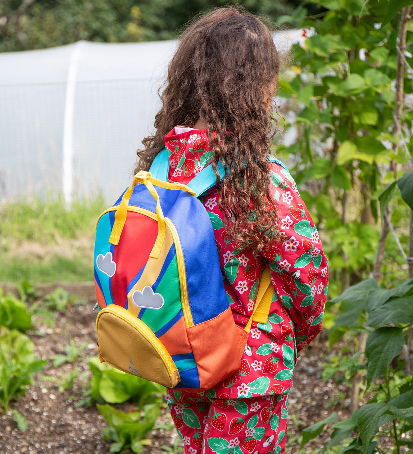 Frugi backpack rainbow sun design 