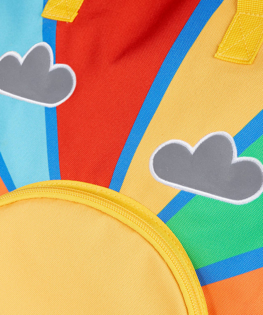 Frugi backpack rainbow sun print detail