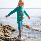 Frugi shorts in green stripes 