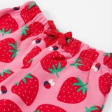 Frugi pink snuggle crawlers strawberry pals waist detail