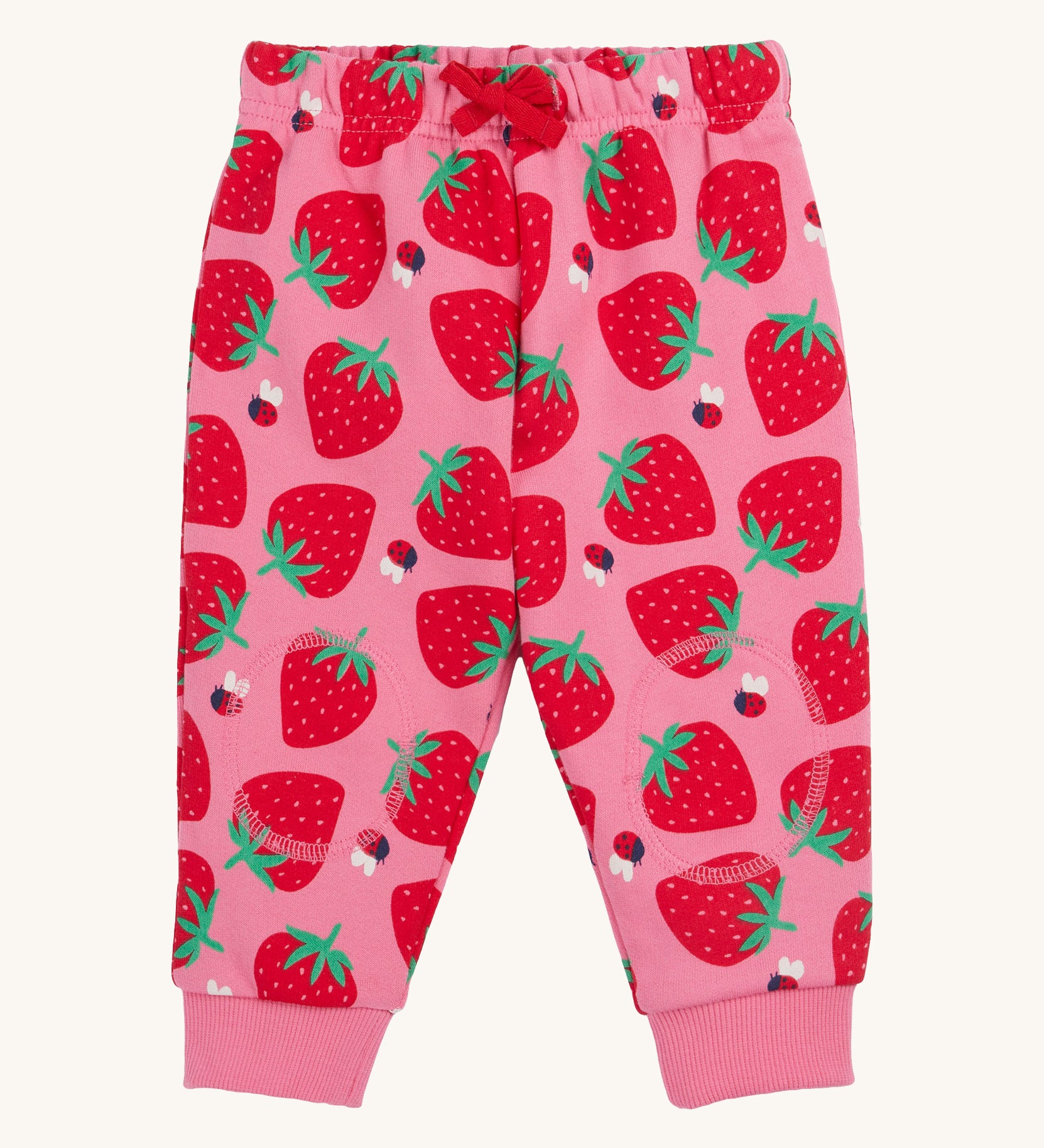 Frugi pink snuggle crawlers strawberry pals design