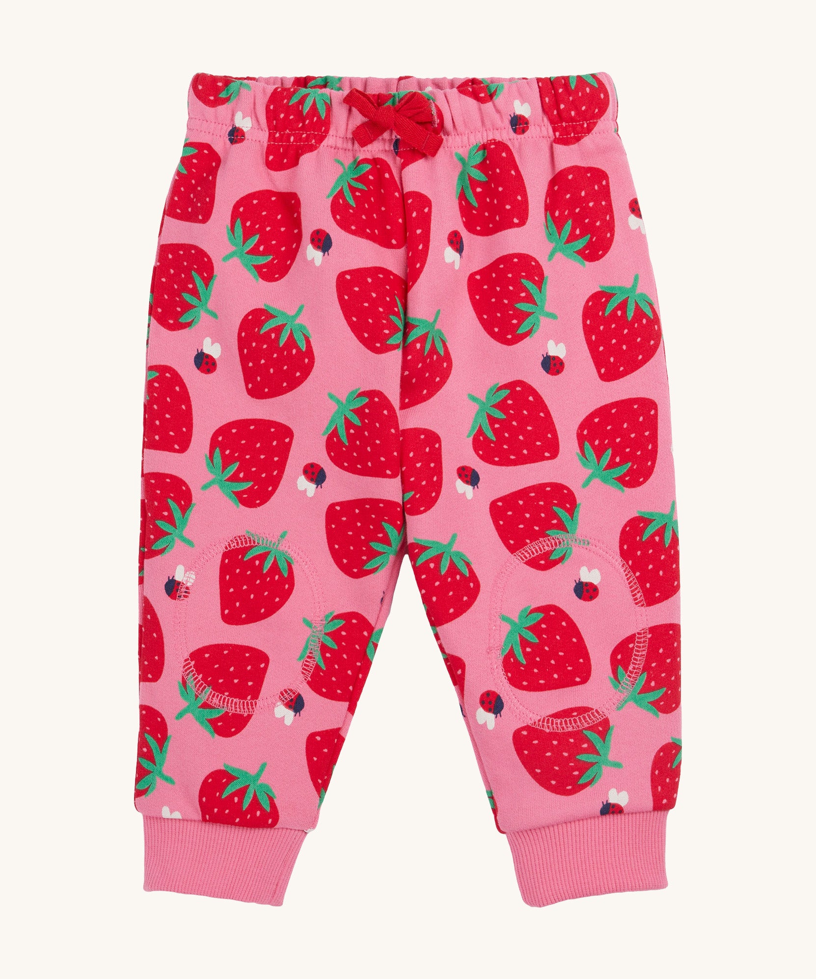 Frugi pink snuggle crawlers strawberry pals design